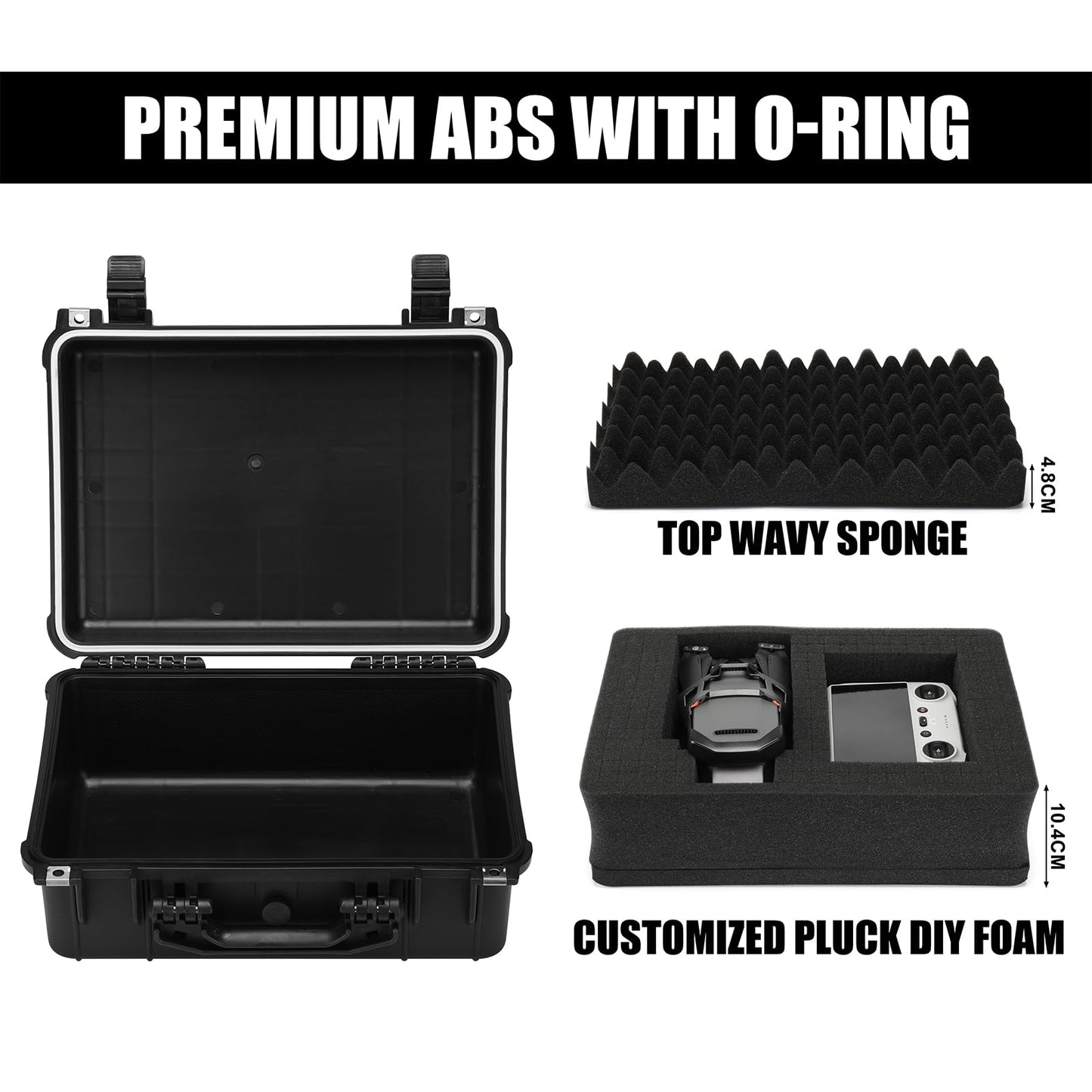Mayouko 16" Waterproof Plastic Toolbox with Foam Insert, 16" x 13.2" x 7", IP67 Lockable Storage Box, Customizable Foam, Shockproof Hard Case Weatherproof Container, Protective Hard Camera Case