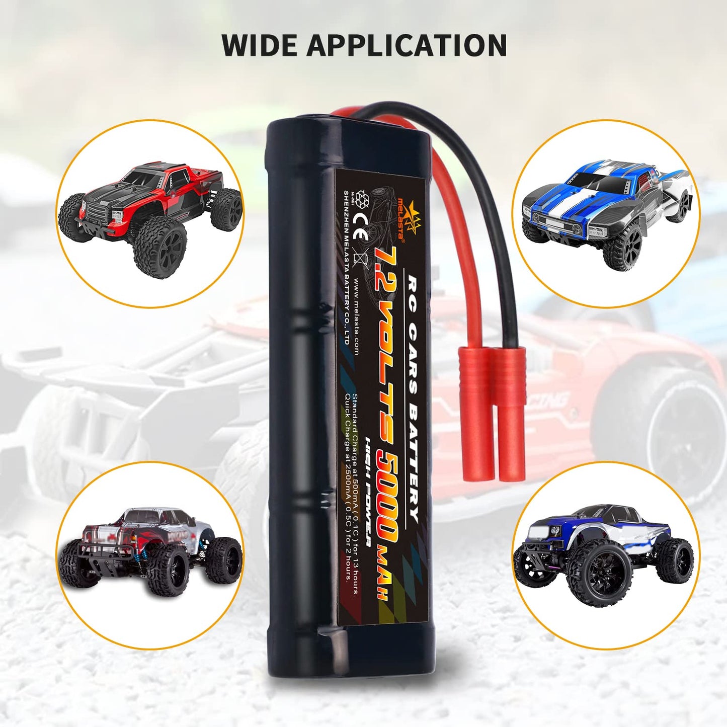 MELASTA 7.2V 5000mAh NiMH RC Battery Packs for Redcat Racing Vehicles with Banana Connector