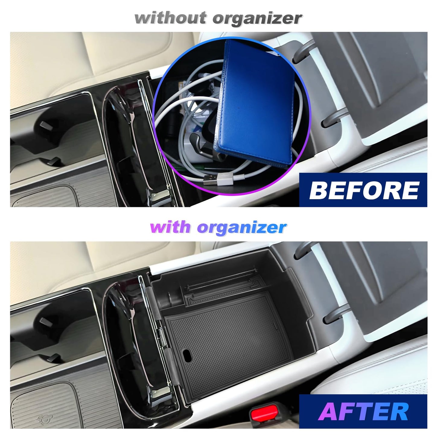 SXCY 2PCS for 2025 2026 Hyundai Tucson Center Console Organizer for 2025 2026 Hyundai Tucson (Limited) Accessories Under Console Cup Holder Tray for 2026 Tuc son Armrest Console Organizer