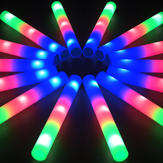 32 Pcs Foam Glow Sticks Bulk Party Pack, L16‘’Big Led Light Up Foam Sticks with 3 Flashing Effect, Glow in The Dark Party Supplies Favors for Wedding, Adults/Kids Birthday, Disco Dance Floor Party, DJ