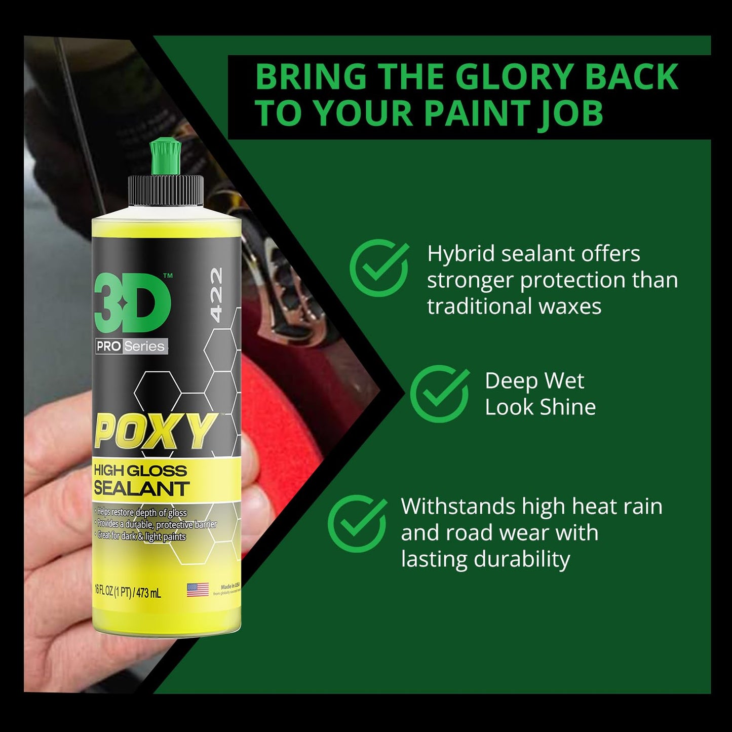 HD Poxy Paint Sealant High Gloss Automotive Restoration Montan Car Wax - 16 oz. | Paint Protection, Sealant & Shine | Easy On Application | Made in USA | All Natural | No Harmful Chemicals