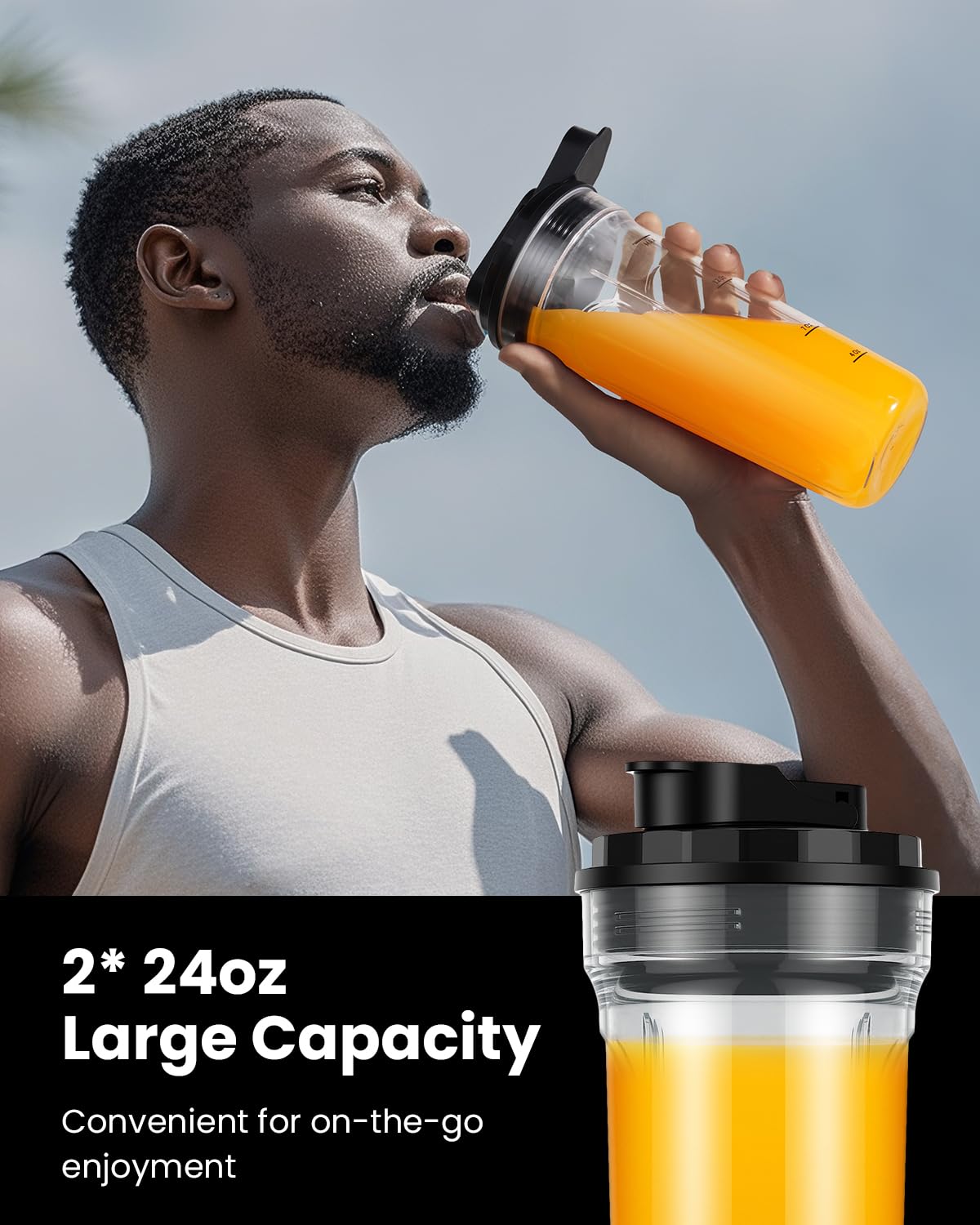 SHARDOR Smoothie Blender 900W Personal Blender with 2 * 24Oz BPA-Free Portable Cups Smoothie Maker Detachable 6-leaf Blade Mixer Blenders for Smoothies, Shakes &Juices, Cleaning Brush, Black