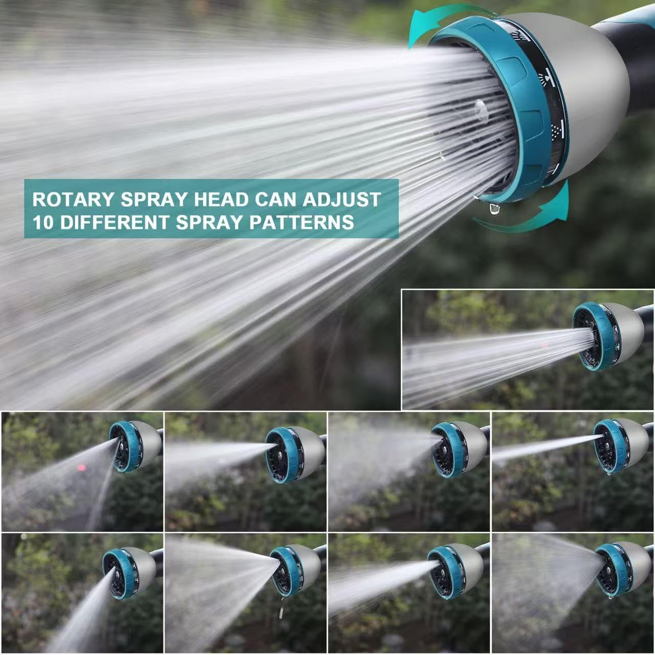 Expandable Garden Hose 100ft Flexible Water Hose, 10 Function Sprayer Nozzle, 3/4 Inch Solid Metal Fittings Lawn Yard Garden Outdoor Hose (100ft, Black and Blue)