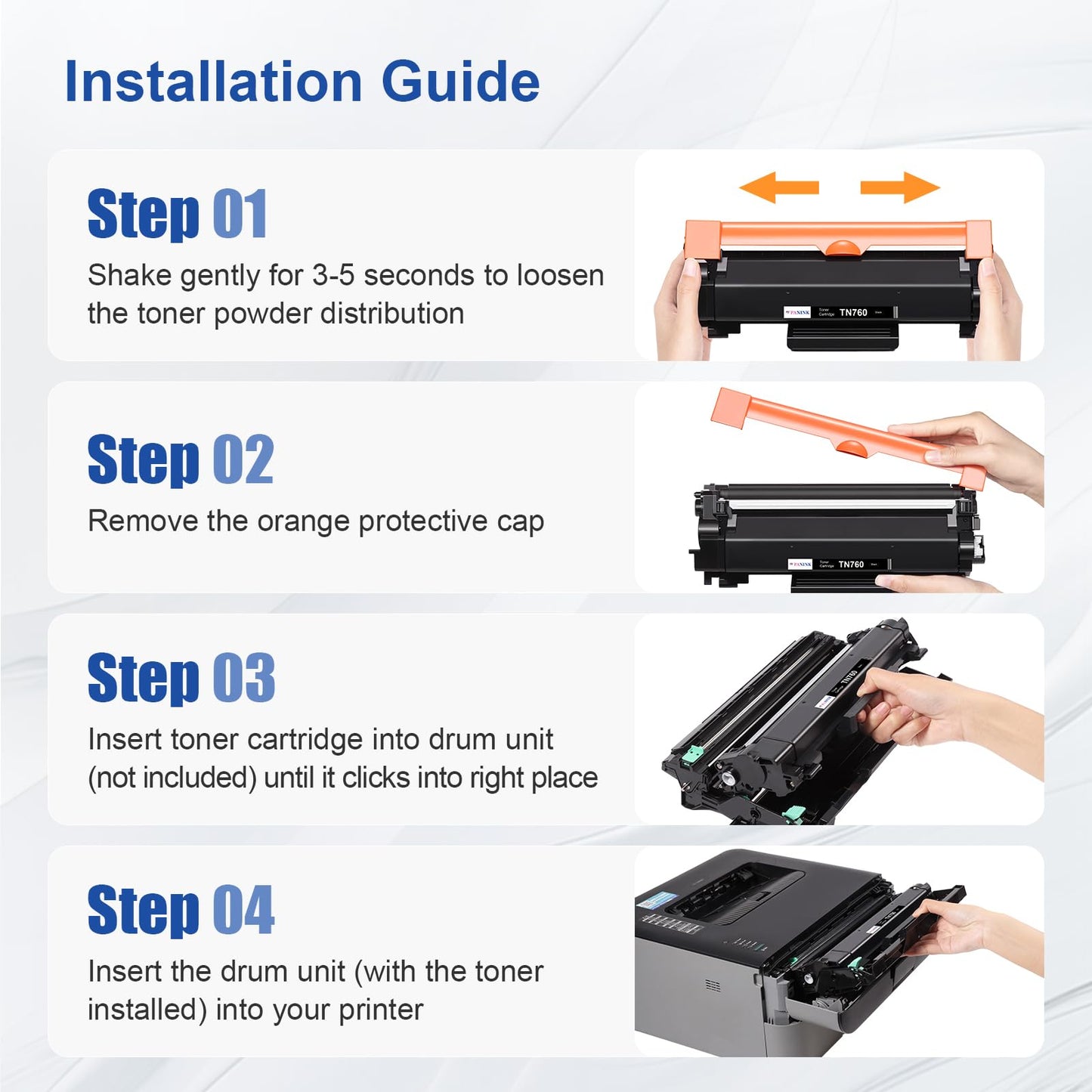 PANINK TN760 Toner Cartridge Replacement for Brother TN 760 TN-760 TN730 TN-730 High Yield Compatible with DCP-L2550DW HL-L2350DW HL-L2370DW HL-L2370DWXL HL-L2395DW MFC-L2710DW Printer (4 Black)