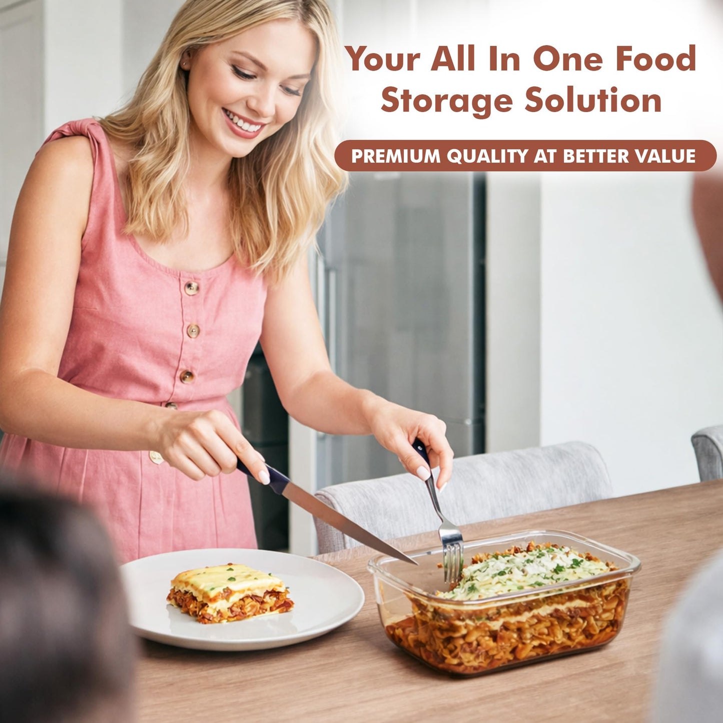 8 Cups/ 63 Oz 4 Piece (2 containers + 2 Lids) Large Glass Food Storage/Baking Containers w/Locking Lids Ideal for Storing food, vegetables/fruits BPA Free & Leak Proof Microwave, Oven Safe - Black