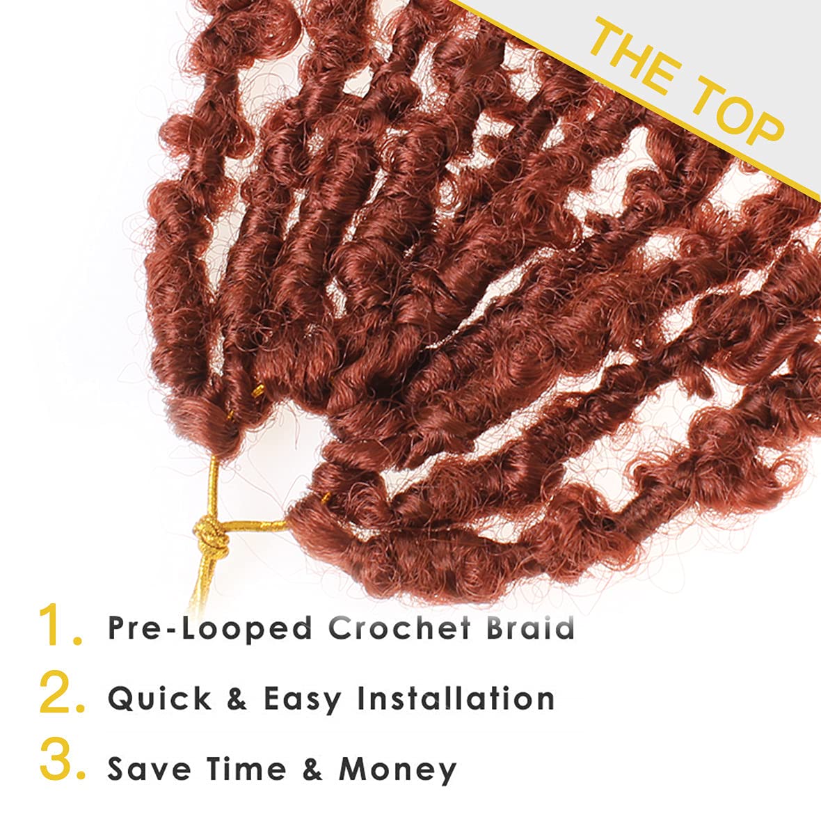 ZRQ Butterfly Locs Crochet Hair 30 Inch 6 Packs Cooper Red Distressed Faux Locs Pre-looped Synthetic Crochet Braids Extended Soft Locs For Women Extensions (30 Inch,350#)