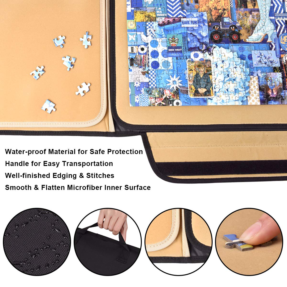 ALL4JIG 1500 Pieces Jigsaw Puzzle Board, Portable Puzzle Board, Jigsaw Puzzle Table Board, Puzzle Keeper Puzzle Caddy with Sorting Trays & Detachable Board,Non-Slip Surface