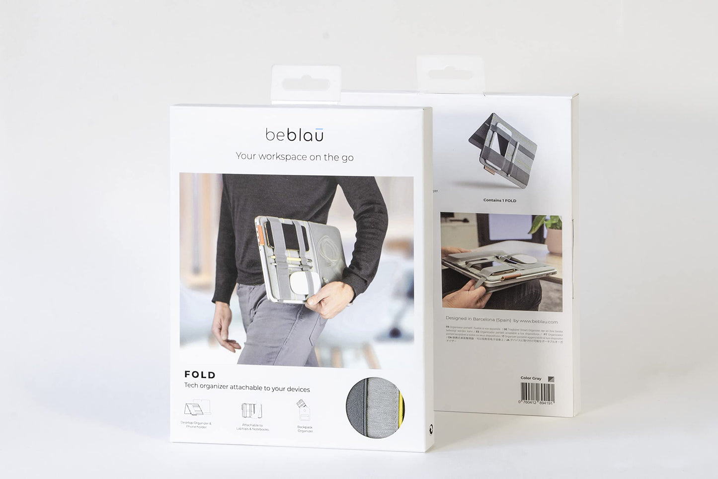 Beblau FOLD Portable Electronics Organizer attachable to your Devices | Desk Organizer Office, Home & School | Working from Home Essentials | Laptop accessories Backpack Insert | CHRISTMAS GIFTS