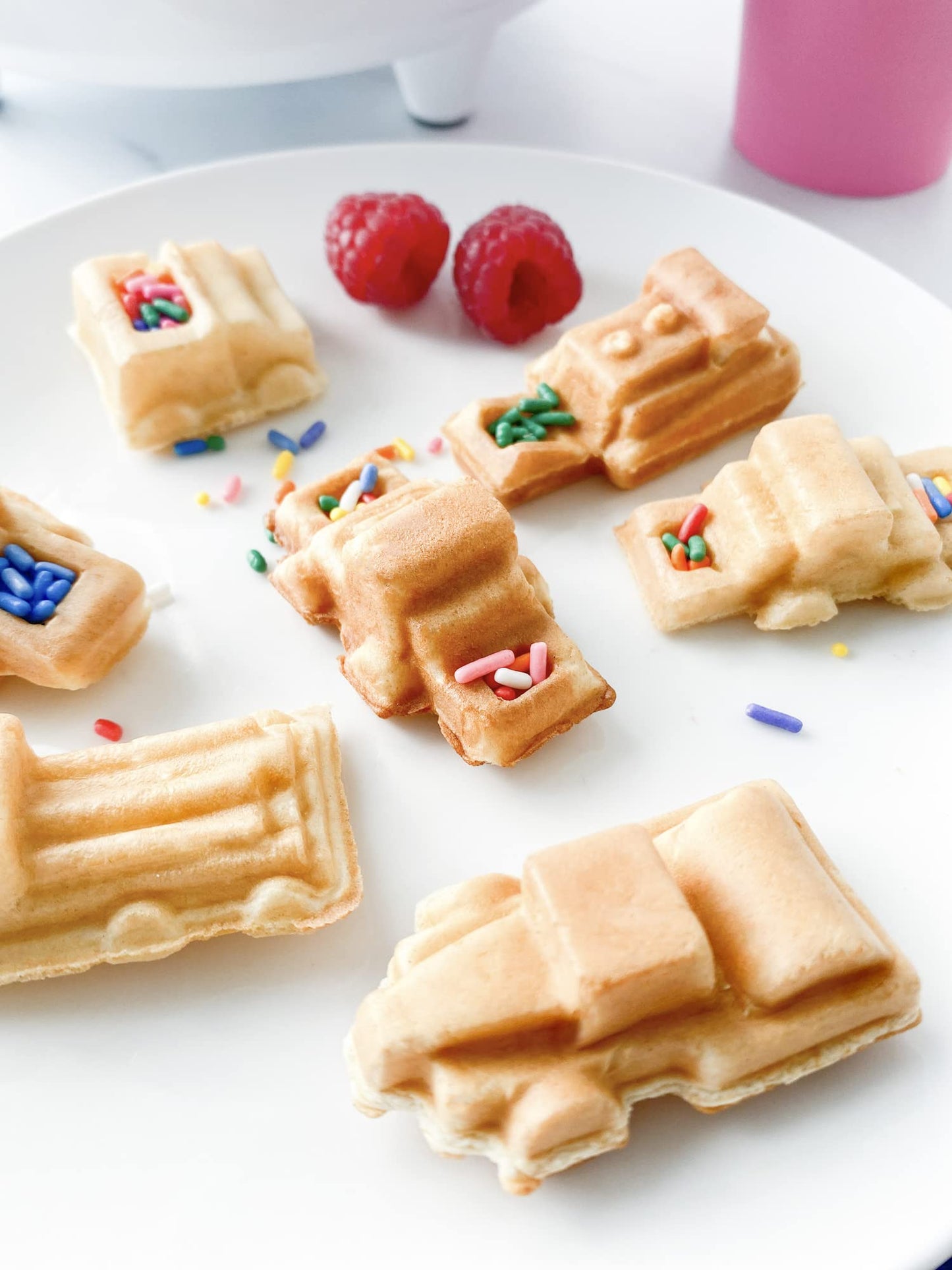 Construction Trucks Mini Waffle Maker - Make 7 Fun, Different Vehicle Shaped Pancakes Featuring a Bulldozer, Forklift & More - Electric Non-Stick Pan Cake Car Waffler Iron