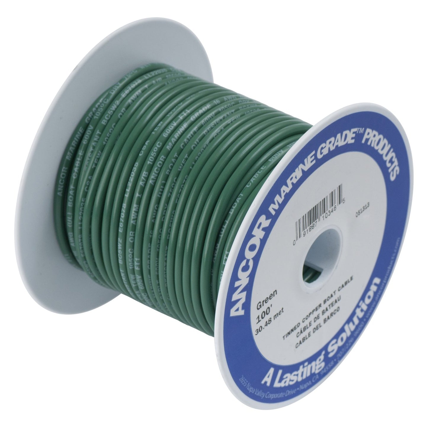Ancor 108302 Marine Grade Electrical Primary Tinned Copper Boat Wiring (10-Gauge, Green, 25-Feet)