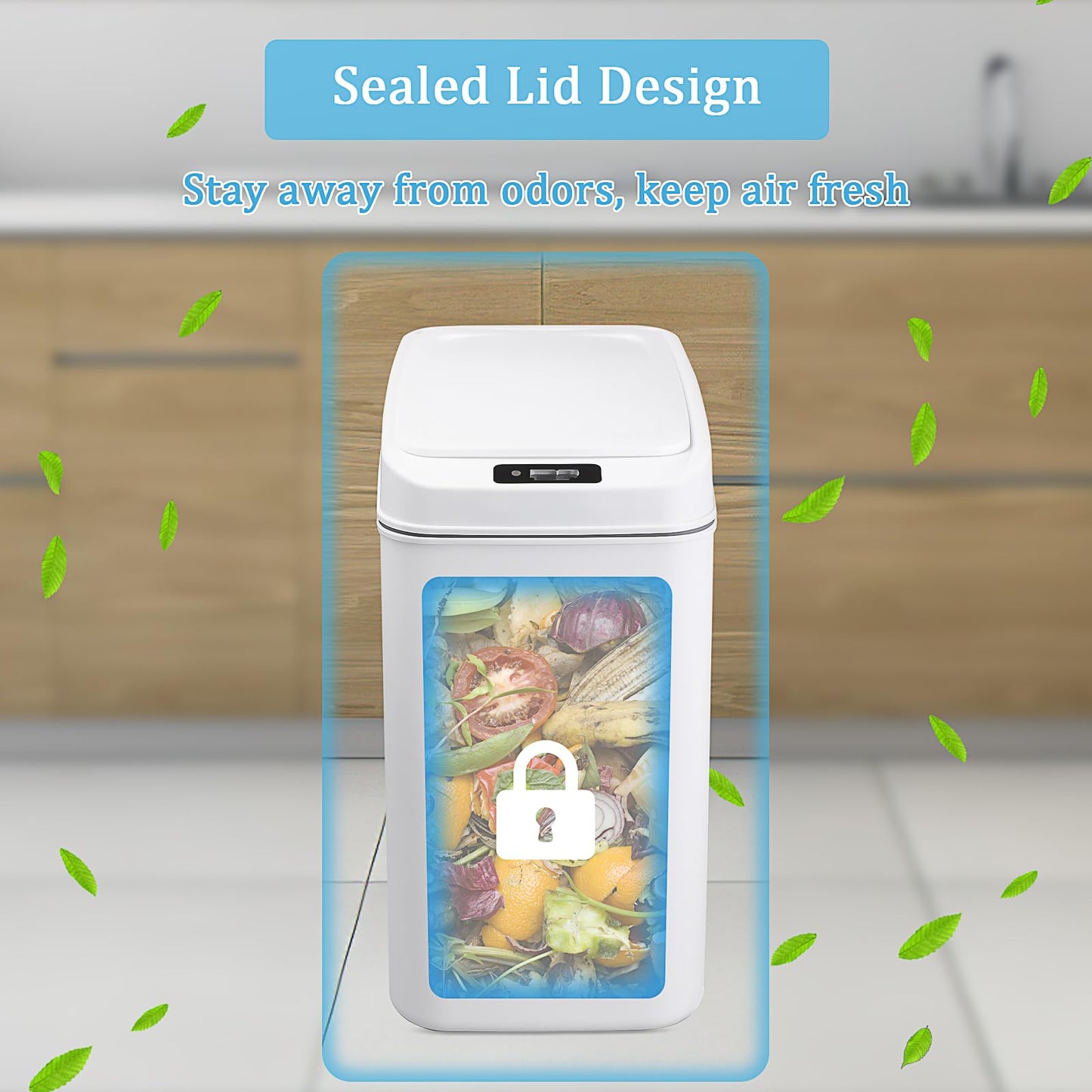 3 Pack Bathroom Trash Can with Lid Touchless Automatic Garbage Can 2.6 Gallon Slim Waterproof Motion Sensor Smart Trash Can Small Plastic Trash Bin for Kitchen Office Living Room Toilet Bedroom White