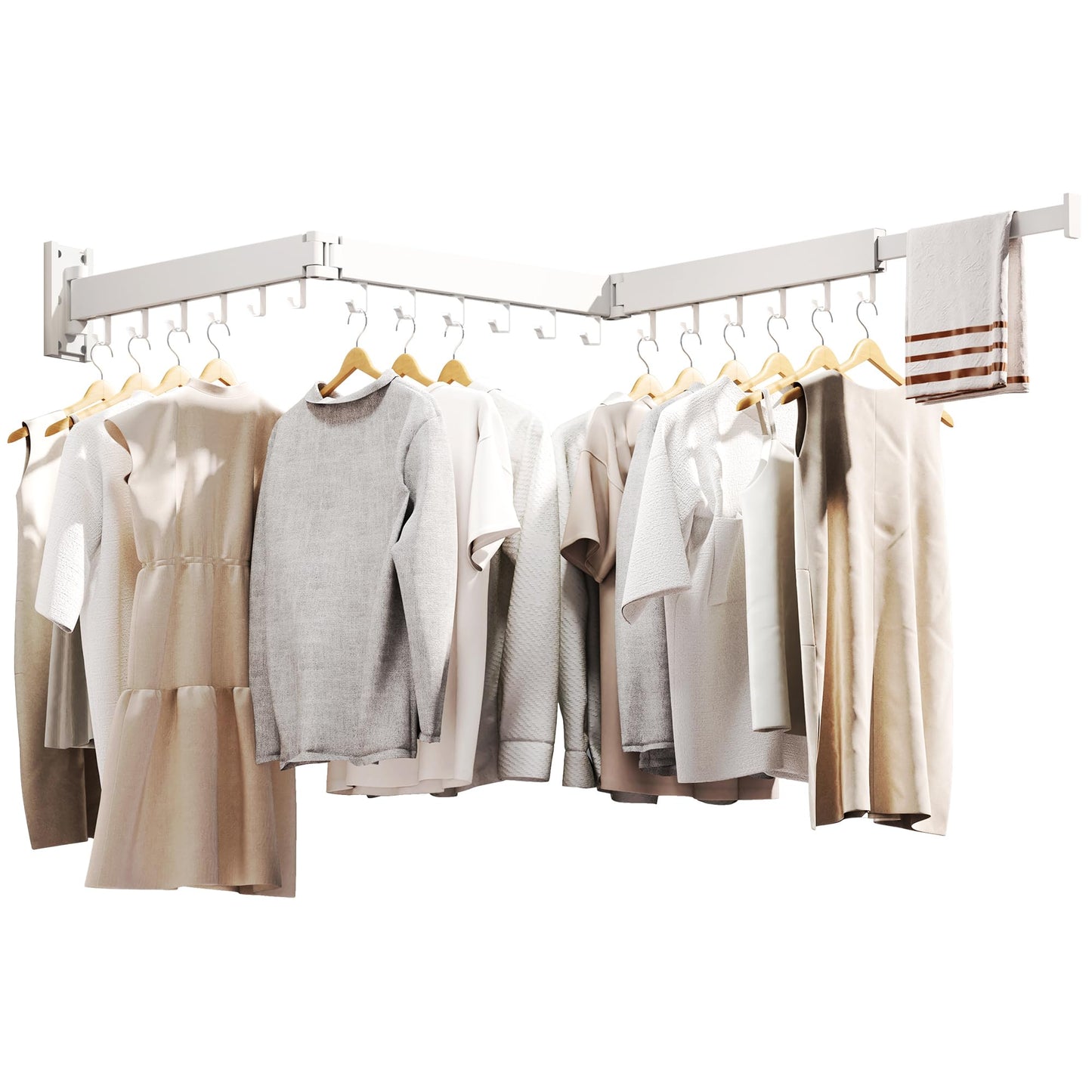 Clothes Drying Rack Wall Mounted,Drying Rack Clothing,Laundry Drying Rack Wall Mount,Collapsible Drying Racks for Laundry,Retractable,Foldable,Clothes Hanger Rack,Clothes Dryer Rack,White Color
