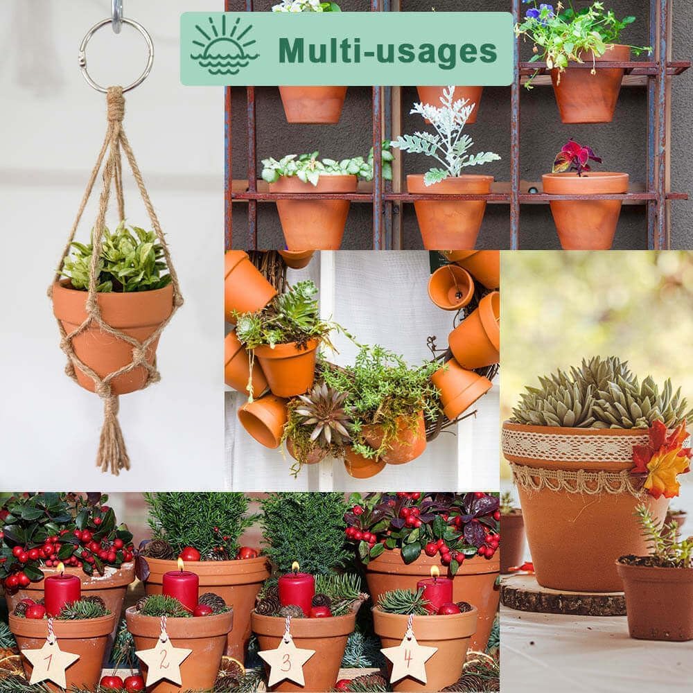 Terra Cotta Pots with Saucer - 6 Pack 5 Inch Clay Pot Ceramic Pottery Planter Cactus Flower Pots Succulent Pot Drainage Hole, Great for Plants, Crafts and Wedding Favor