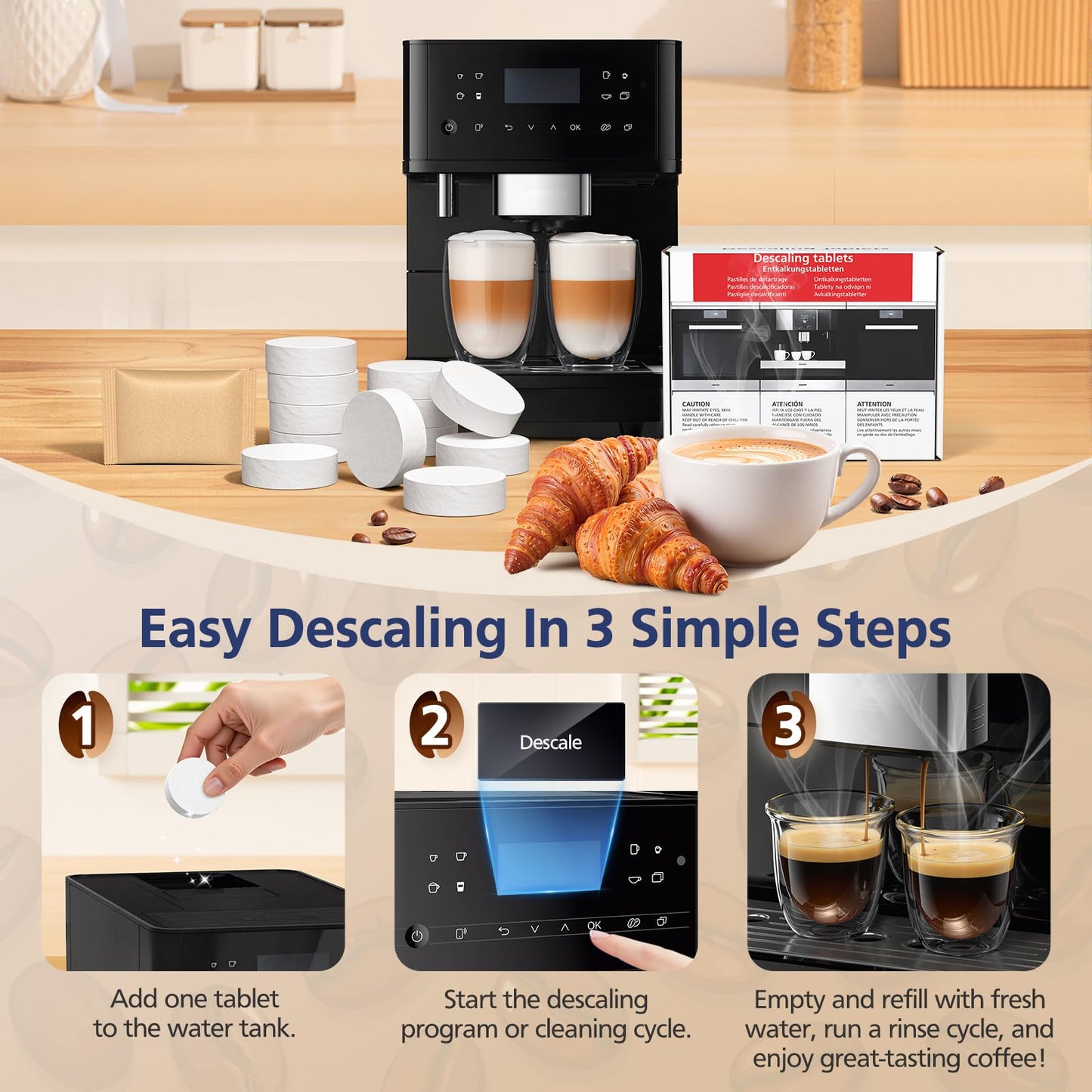 VILLAPOOL 12 Count Descaling Tablets Compatible with Miele Coffee Machines, Steam Ovens, FashionMaster, and Ovens/Ranges with Moisture Plus