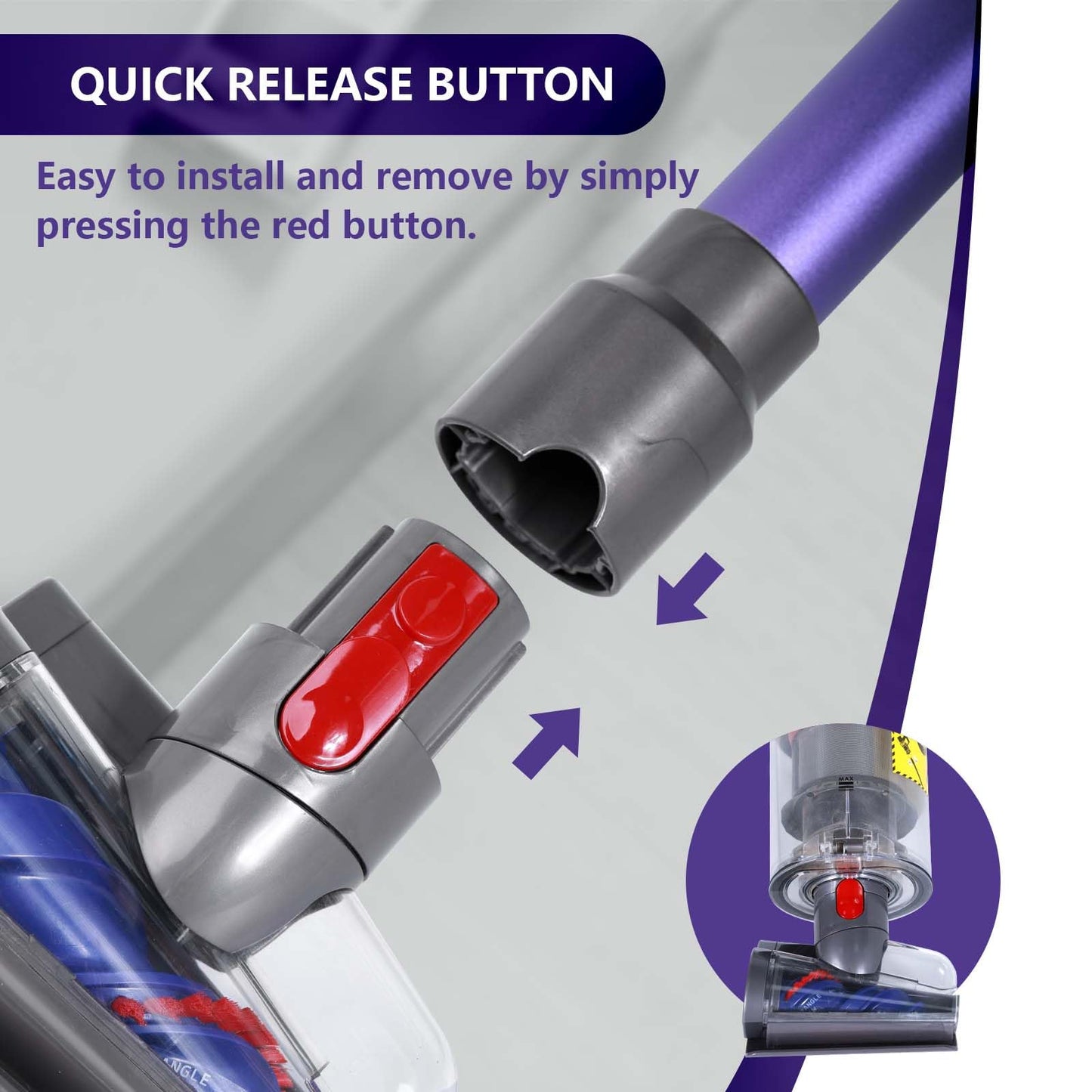 Mini Motorized Tool Brush Head Compatible with Dyson V7 V8 Cyclone V10 V11 V15, Anti-Tangle Attachment Replacement Head Suitable for Long Hair and Pet Hair
