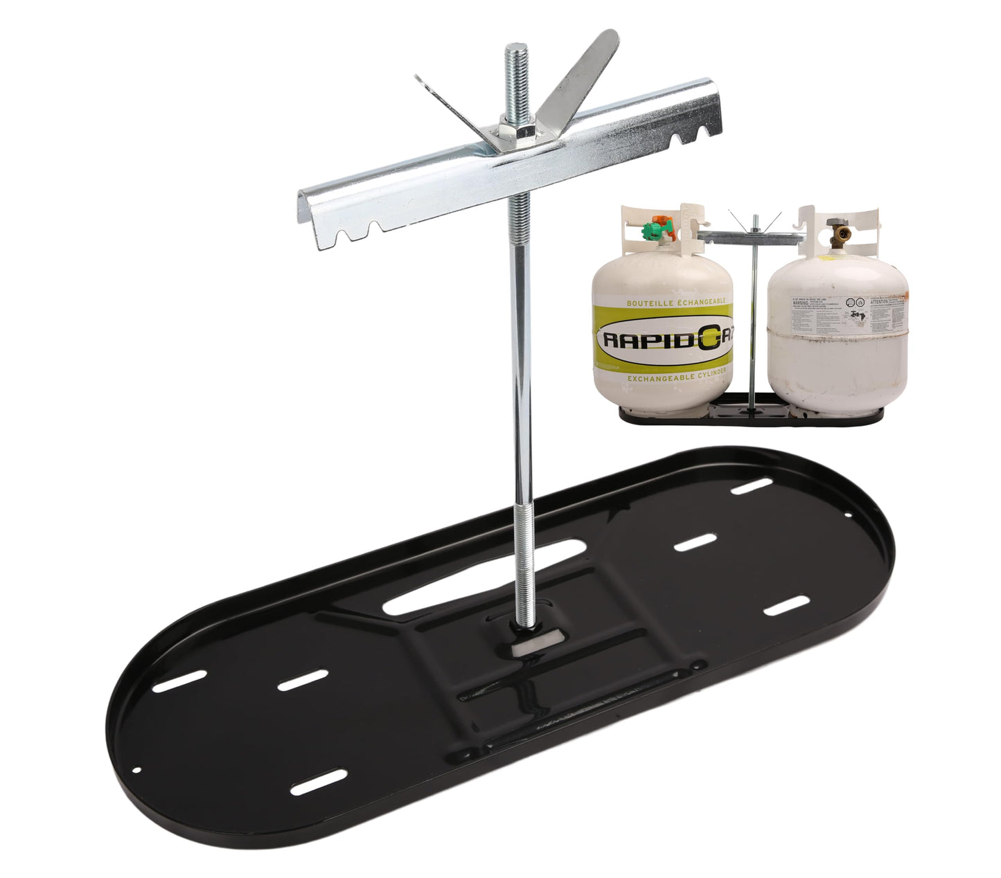 PEAKTOW PTR0034 RV Camper Dual Propane Tank Mounting Rack for 20 lbs Tanks, Black, Dual RV Propane Tank Cylinder Rack for Travel Trailer Hitch Frame