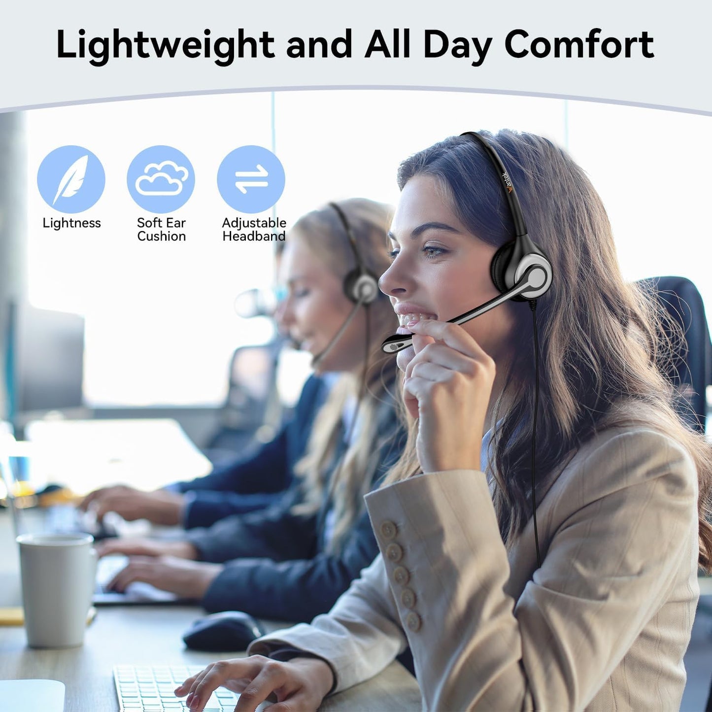 Wantek 2.5mm Telephone Headset Binaural with Noise Canceling Mic for Cisco Linksys SPA Grandstream Polycom Panasonic Zultys Siemens Gigaset Uniden AT&T Office IP and Cordless Dect Phones