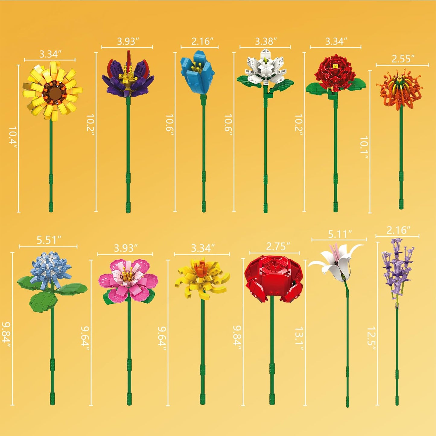 SIENON Flower Bouquet Building Set-1009 PCS 12 Kinds of Flowers Botanical Collection, Building Blocks Flower Brick Toys Creative Project for Home Room Décor Valentines’ Day Christmas Birthday