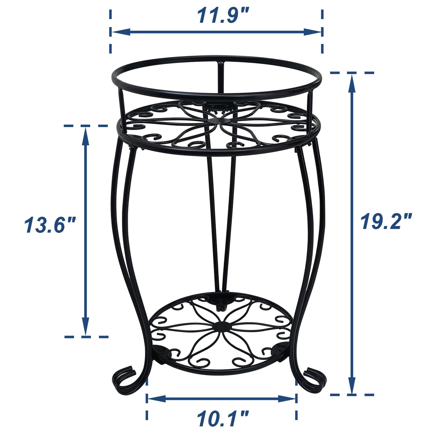 CASIMR 2-Pack Plant Stand, 2 Tier 19.2 inch Tall Metal Potted Holder Rack,Indoor Outdoor Multiple Flower Pot Shelf Rustproof Iron Garden Container for Garden Patio Living Room Corner Balcony, Black