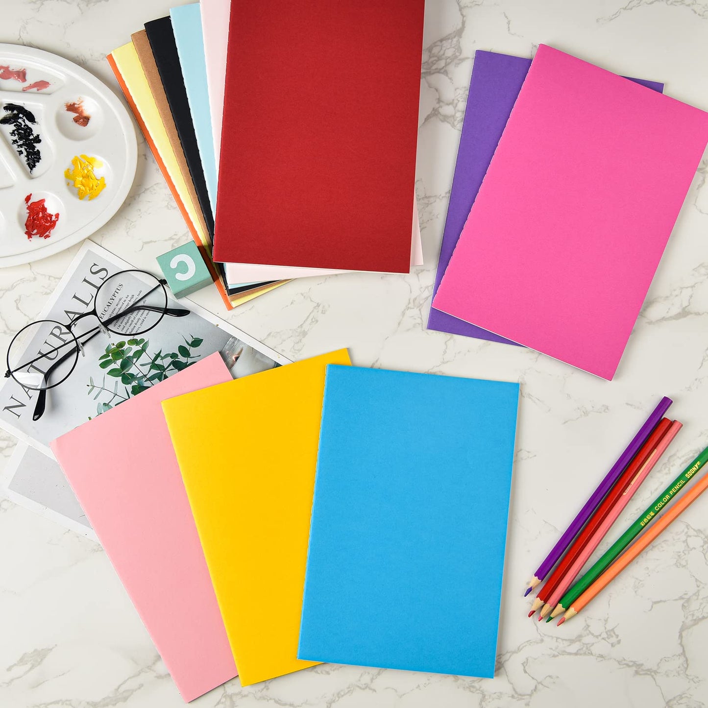Coopay 48 Pack Colorful Notebooks Journals Bulk A5 Size Lined Travel Set Subject Notepad Planner Writing Sketchbook Memo Diary for Kids, Travelers, Students and Office, 8.3 x 5.5 Inches, 60 Pages