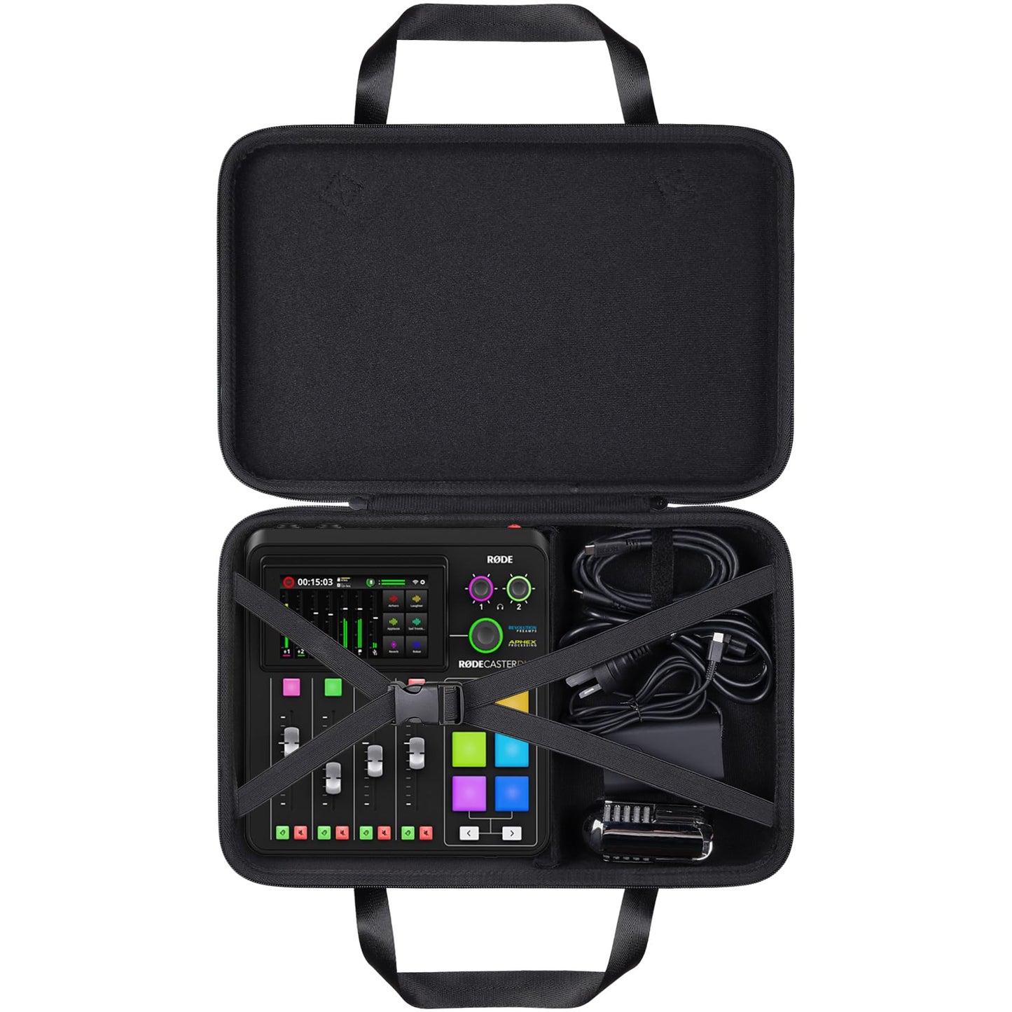 khanka Hard Travel Case Replacement for RODE RODECaster Duo Integrated Audio Production Studio, Black, Duo, Classic