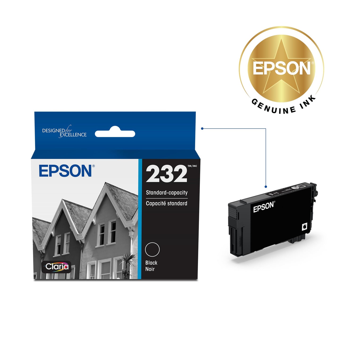 EPSON 232 Claria Ink Standard Capacity Black Cartridge (T232120-S) Works with Workforce WF-2930, 2950 and Expression XP-4200, 4205