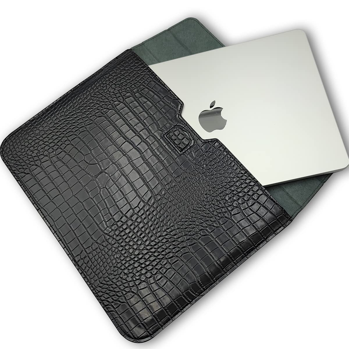 Seanai Laptop Sleeve Case 13-13.6 Inch Crocodile PU Leather Flip Cover with Stand Function for 2016-2026 MacBook Neo 13 A18 Pro A3404 Air 13 Pro 13 M5 M4 M3 M2 M1, for HP Dell Lenovo Laptop, Black
