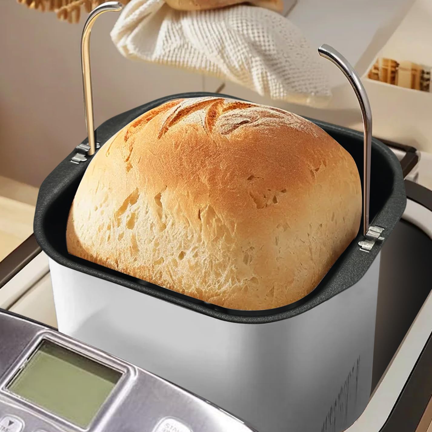 Square Bread maker pan with non-sticking coating, bread maker replacement, compatible with Cuisinart 2 bl bread maker CBK-110, Kneading Paddle included.