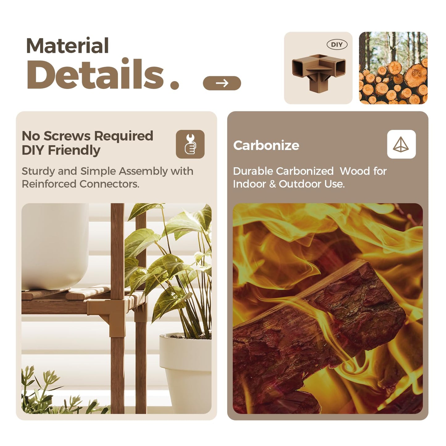 Bamworld Plant Stand Indoor Tall Plant Shelf Outdoor Corner Plants Table Wood Flower Stand for Living Room Balcony and Garden (9 pots)