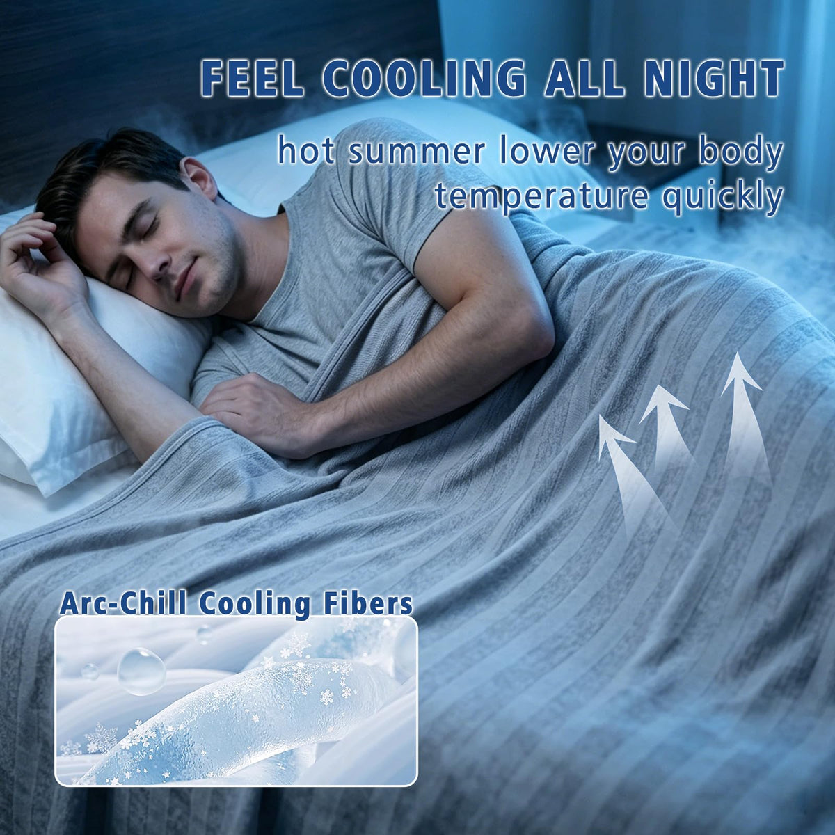 EMME Cooling Blankets for Hot Sleepers, Summer Blanket Twin 60"x80" for Bed, Thin Lightweight Throw Blanket for Couch, Double-Sided Keep Body Cool, Grey Cold Sheet Night Sweats