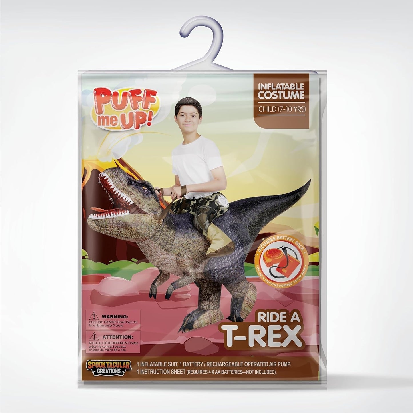 Spooktacular Creations Halloween Inflatable Dinosaur Costume Kids Digital Printing Ride-On Dinosaur for Halloween（M)