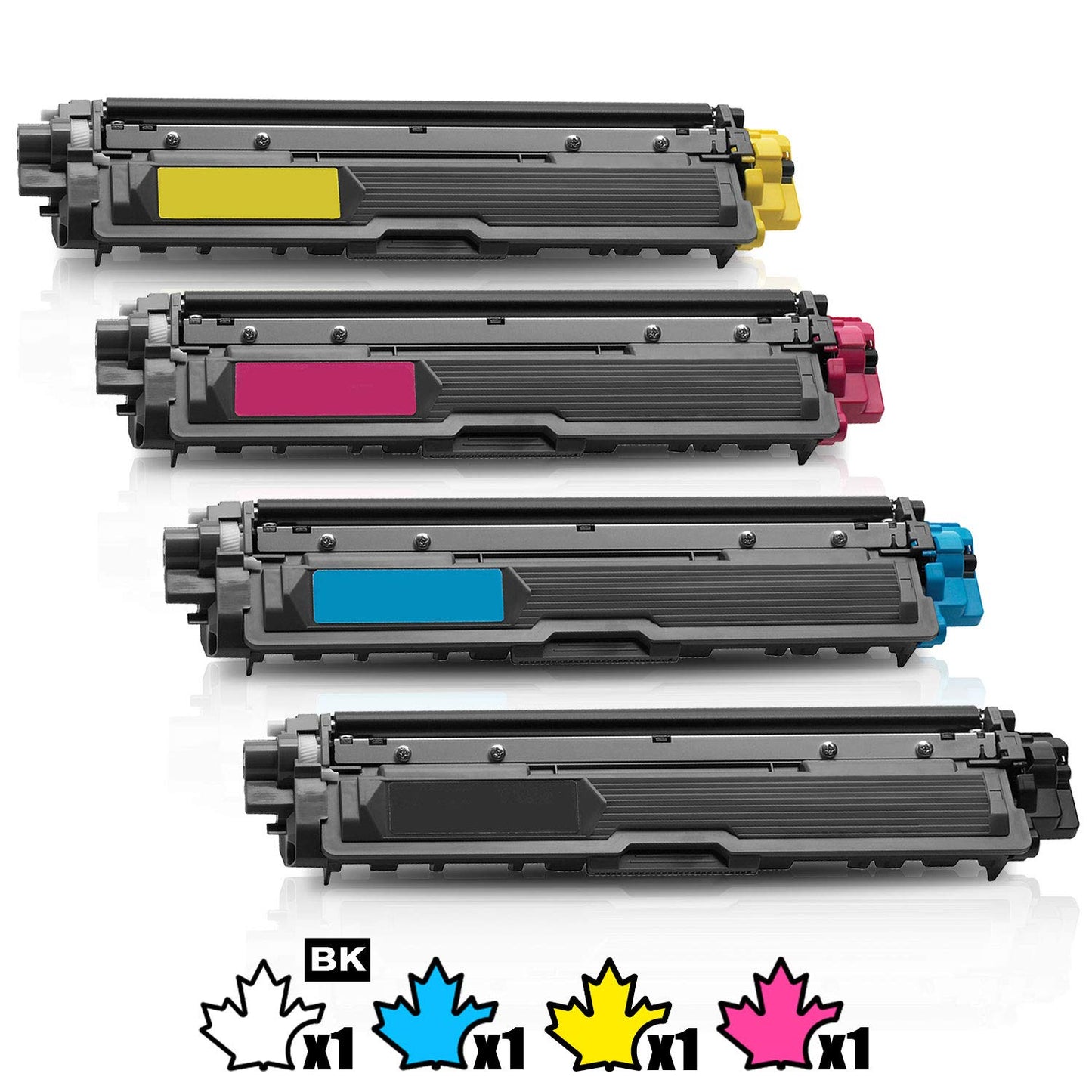 1 Set of 4 Inkfirst® Toner Cartridges Compatible Remanufactured for Brother TN221 TN225 Black Cyan, Magenta, Yellow MFC-9340CDW HL-3170CDW HL-3170CW HL-3140CW MFC-9130CW MFC-9330CDW TN221BK TN225C TN225M TN225Y