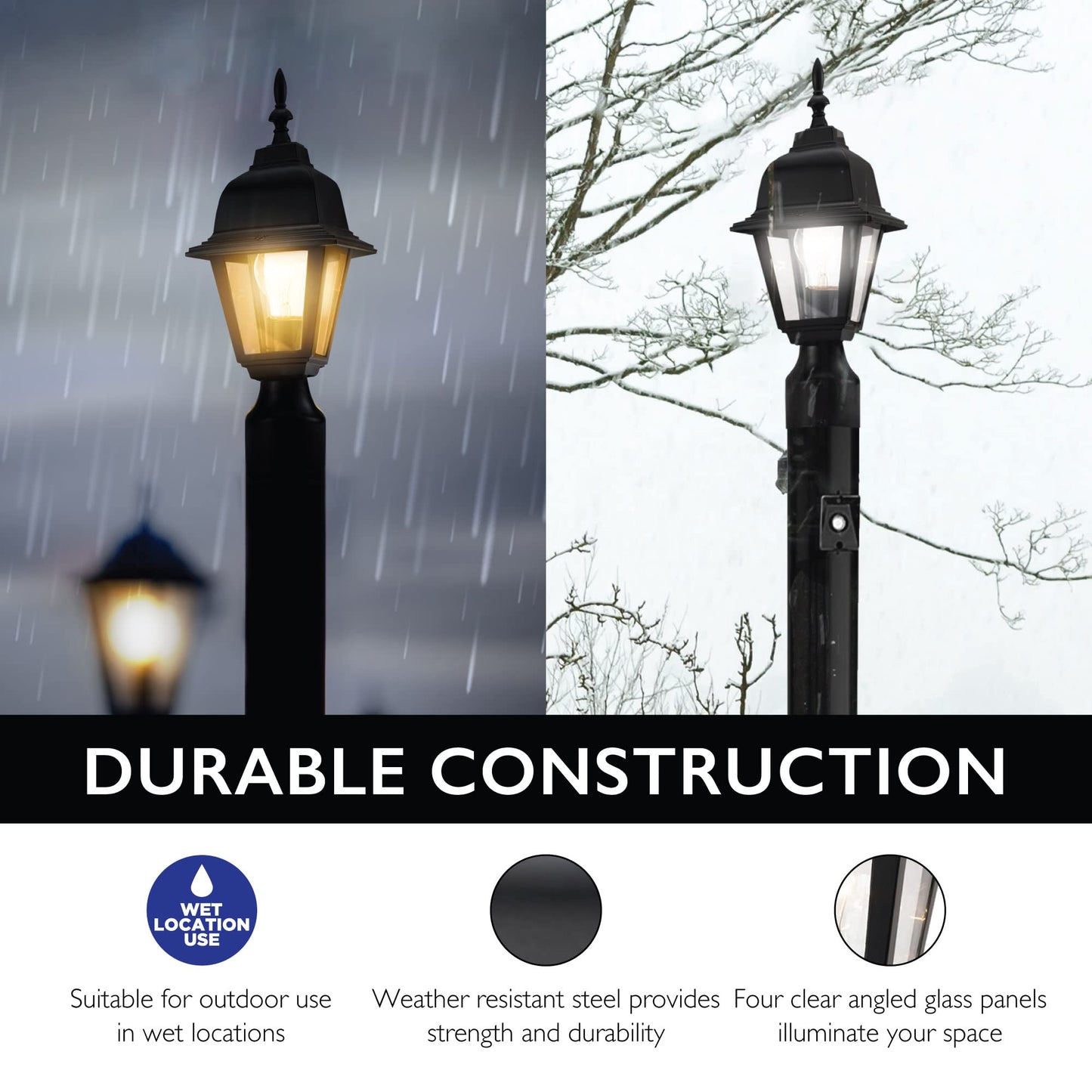 Design House 507509 Maple Street Outdoor Post-Light, 16-Inch by 6-Inch, Black Die-Cast Aluminum
