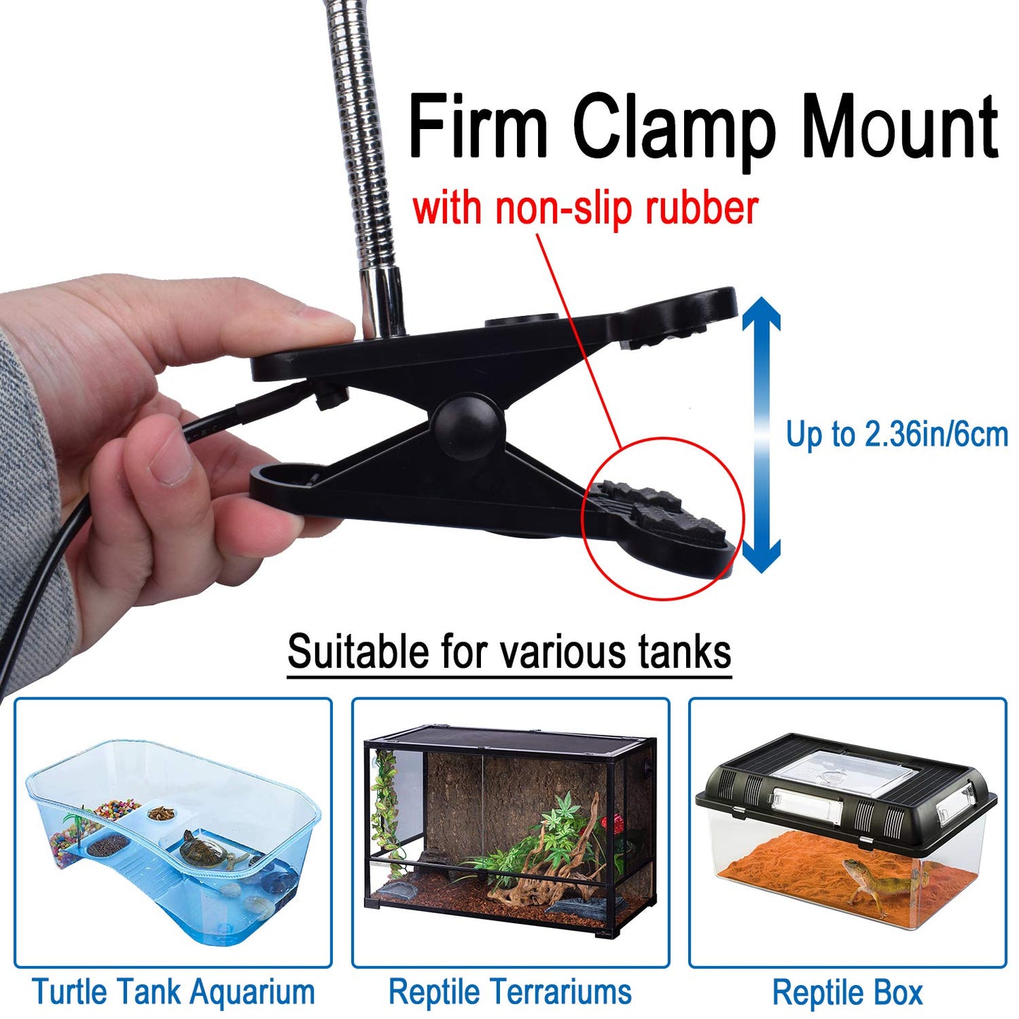 Cdipesp Reptile Heat Lamp UVA UVB Reptile Heating Light Adjustable 50W Turtle Basking Spot Aquatic Lamps for Aquatic Lizard Snake Chameleons Amphibians with 3 Bulbs