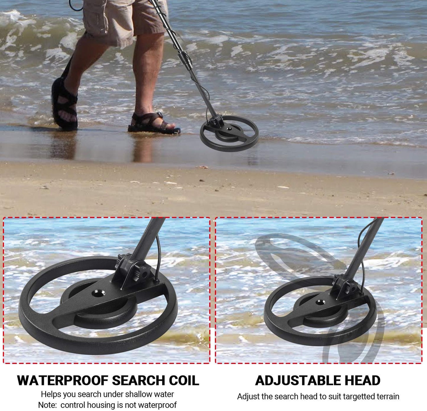 JuniHo Metal Detectors for Adults Waterproof - Professional Higher Accuracy Gold Detector with LCD Display,High Sensitivity with Waterproof Coil,Pinpoint & Disc & All Metal Mode (Adult Pro) (JH-Adult)