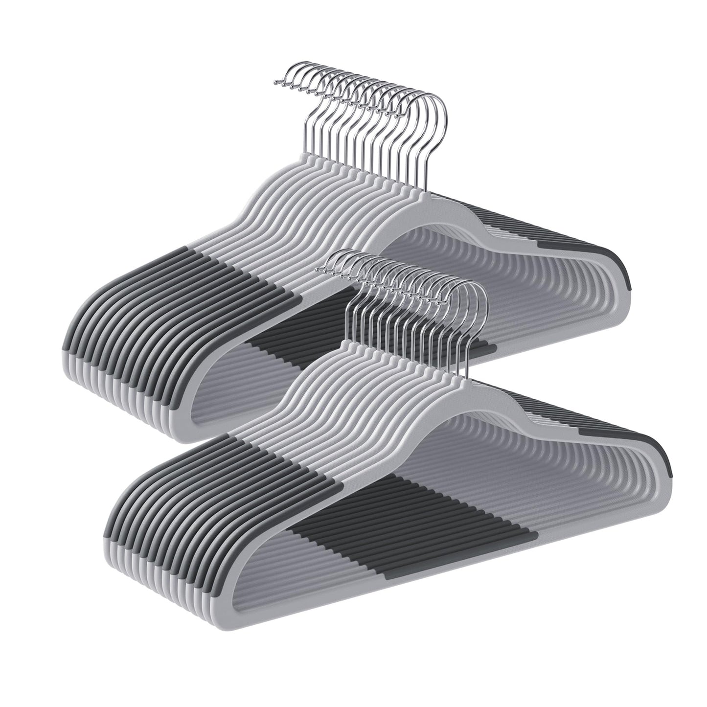 SONGMICS Clothes Hangers, Pack of 50 Plastic Coat Hangers, Space-Saving, Light Gray and Dark Gray UCRF50G