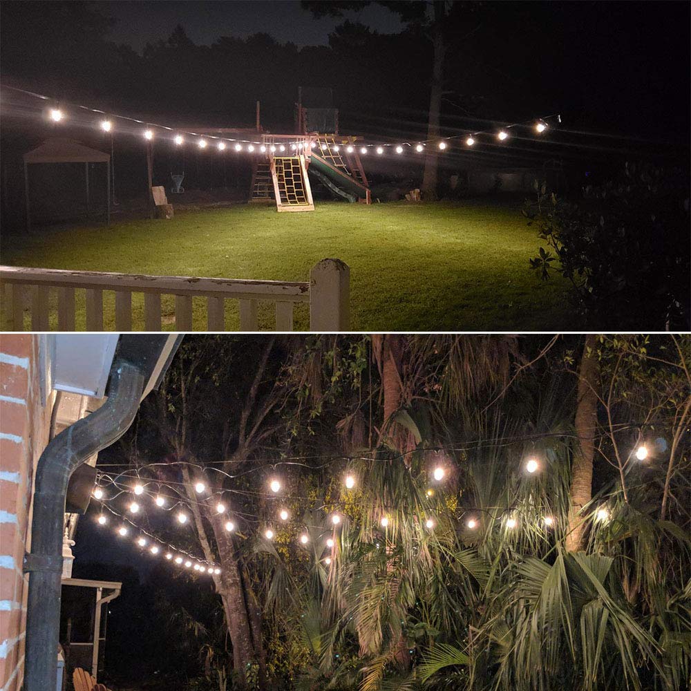 YQL Outdoor String Lights Hanging Kit,Globe String Lights Suspension Kit,164ft Black Vinyl-Coated 304 Stainless Steel Cable,String Light Guide Wire,Hook & Eye Turnbuckle Wire Rope Tension