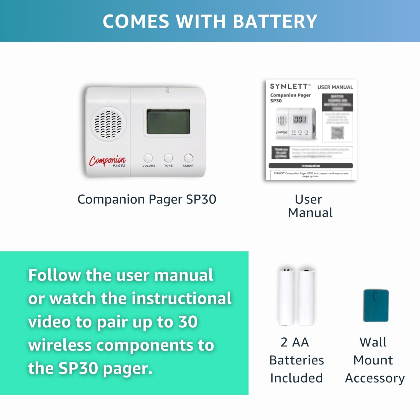 SYNLETT Nurse Caregiver LCD Pager, Stand Alone Companion LCD Pager Accessory ONLY - NOT Compatible to CMU