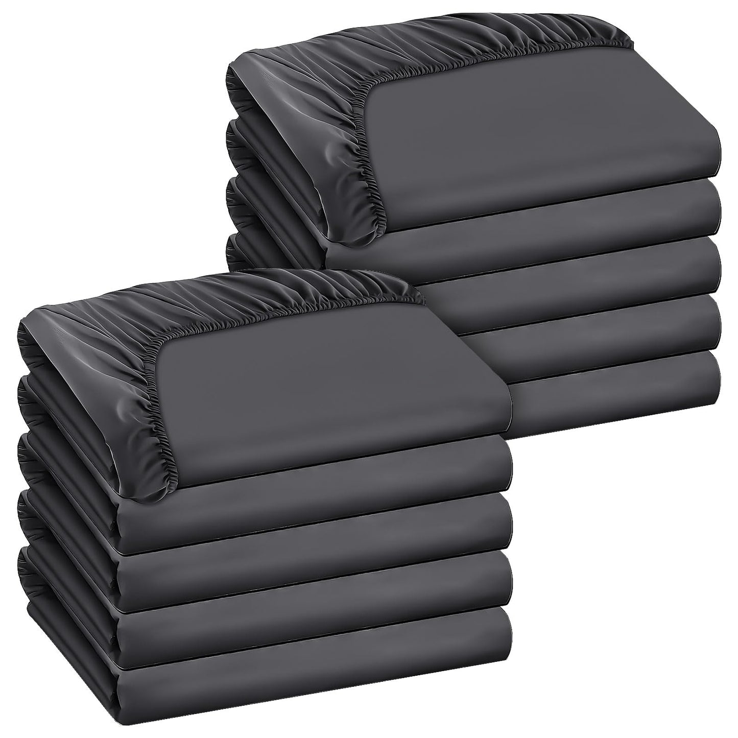 10 Pack Bedding Twin Fitted Sheets Bulk Fitted Bed Twin Size Sheet 39'' x 75'' Single Size Bottom Sheets up to 12 Inches, Ideal for School Dormitory Home Salons Hotels (Gray)