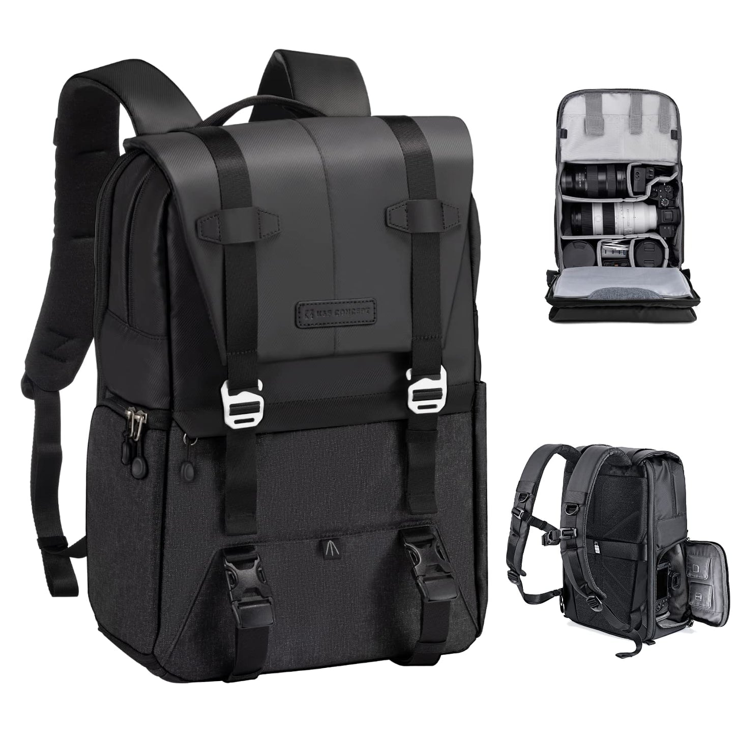 K&F Concept Camera Backpack, Camera Bags for Photographers Large Capacity Camera Case with Raincover,15-15.6 Inch Laptop Compartment Compatible for Canon/Nikon/Sony/DJI Mavic Drone(Beta Backpack 20L)