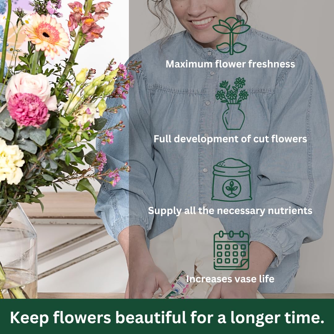 Chrysal 200CT Recyclable Paper Flower Bags /QT Flower Supplies for Fresh Flowers, Increase Pot Life - Flower Arrangement Supplies, Ideal Florist Supplies