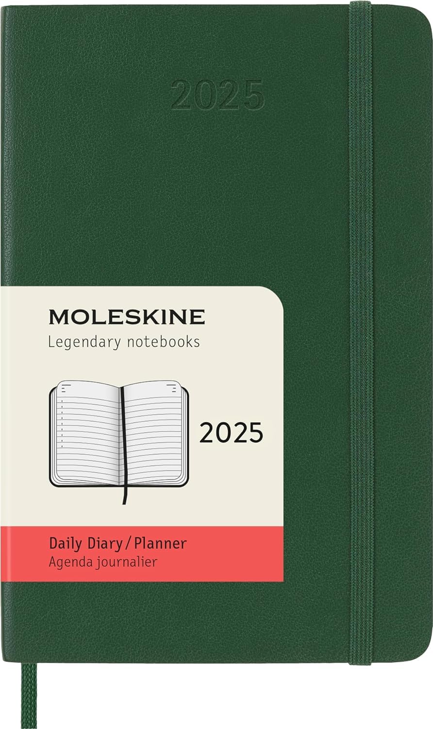 Moleskine Classic 12 Month 2025 Daily Planner, Soft Cover, Pocket (3.5" x 5.5"), Myrtle Green, 400 pages