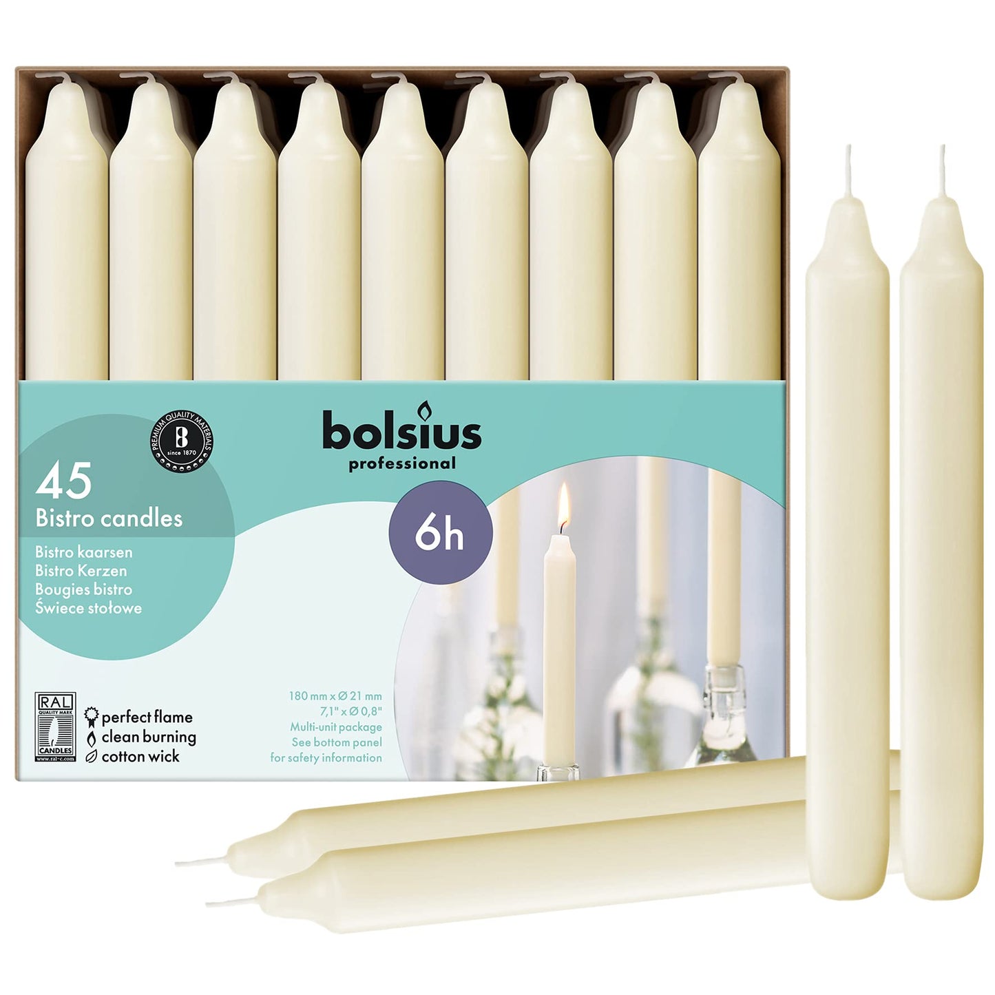 Bolsius 8717847091031 Bolsius Household Candle - Ivory, Box of 45
