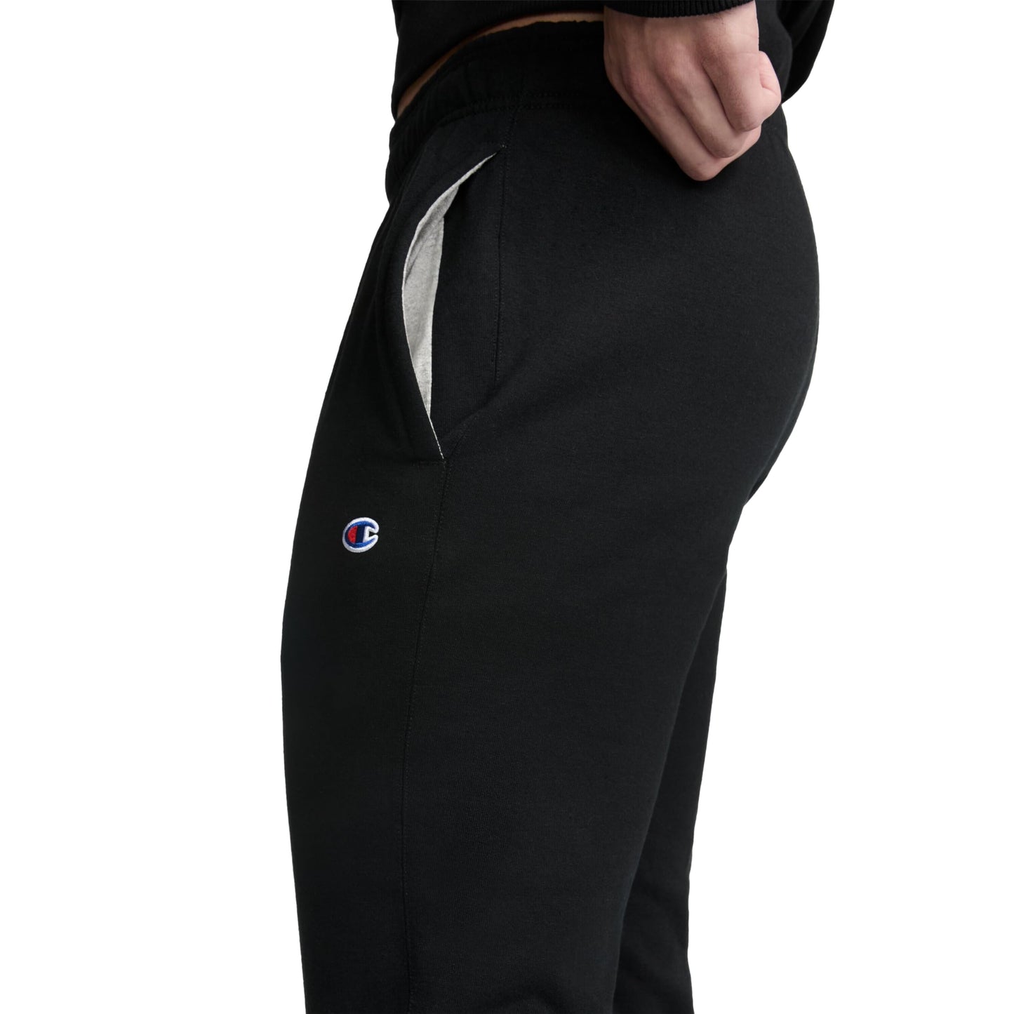 Champion Men's Joggers, Powerblend, Fleece Joggers, Sweatpants for Men (Reg. or Big & Tall), Black - Classic Script Logo, Large