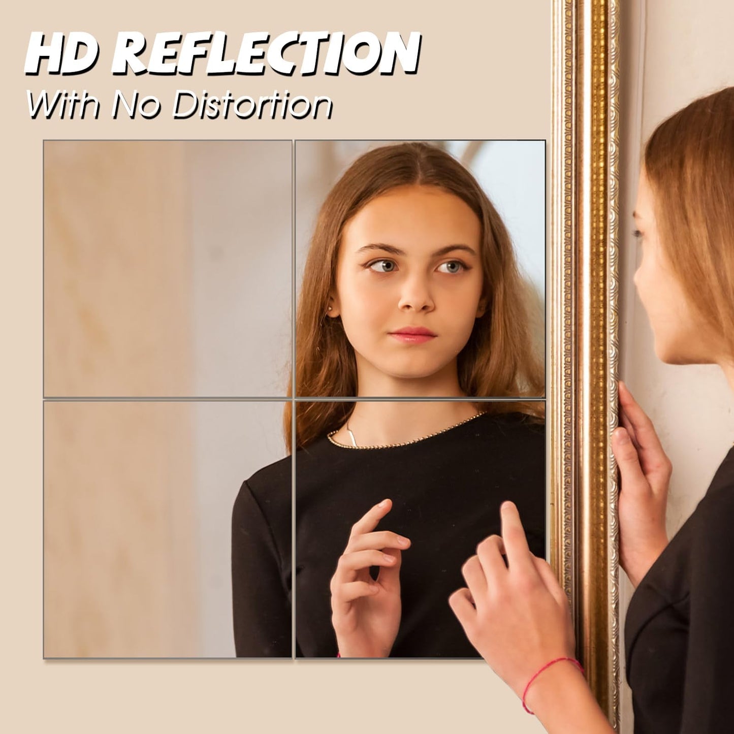 VASUHOME Home Gym Mirrors 14 x12 Inch - 12PCS HD Glass Wall Mounted Mirror Tiles for Gym, Bedroom, Living Room, Door, Closet
