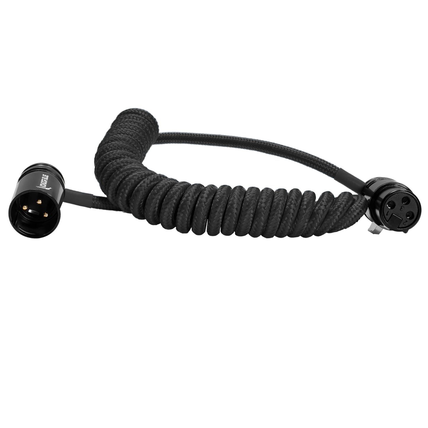 KONDOR BLUE |12"-24" Coiled Braided Low Profile Right Angle XLR Cable | for Cameras, Microphones, Studio Audio | Black