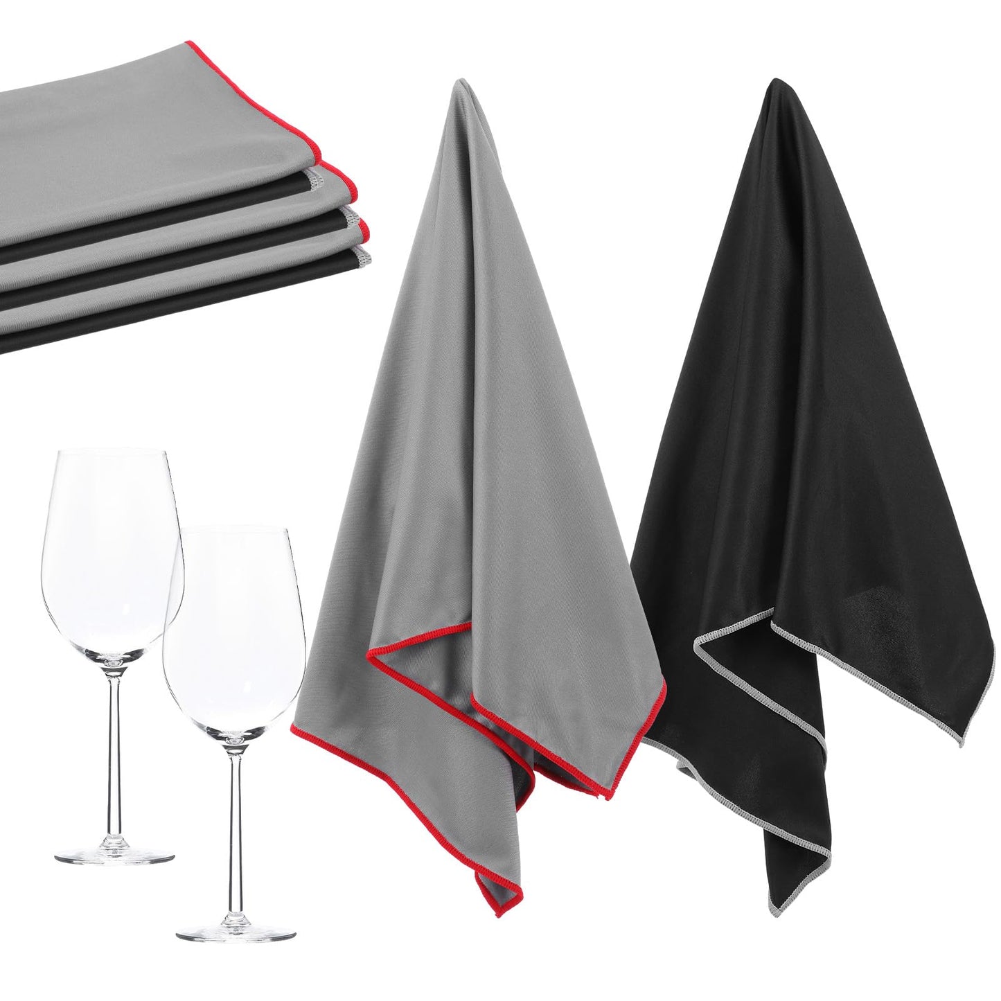 MAQUITA 6 Pcs Wine Glass Polishing Cloths Large Microfiber Cleaning Cloths 24 x 18 Inch Lintless Towels for Drying Wine Glasses Cleaning Window Stemware Dishes Glassware