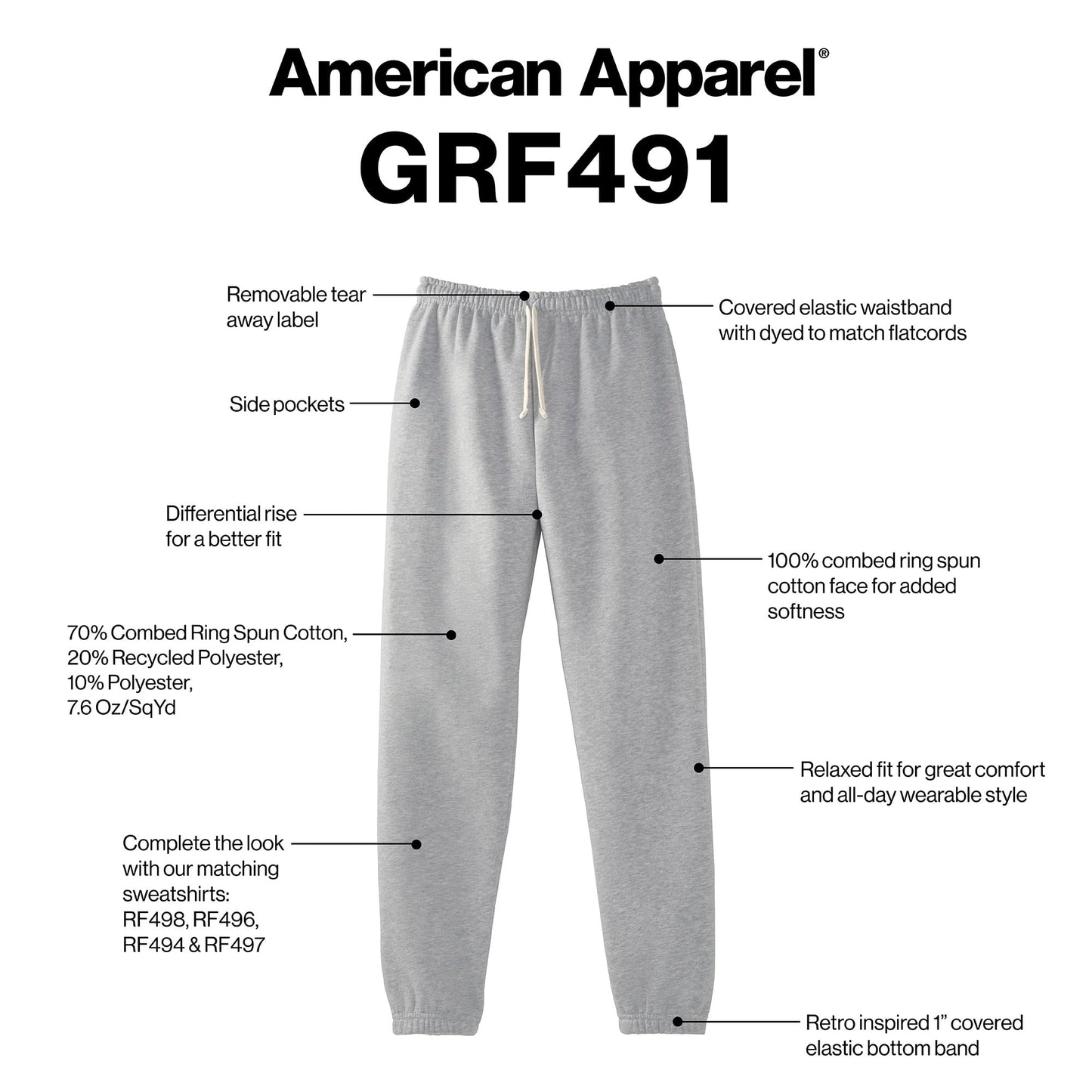 American Apparel Reflex Fleece Sweatpants, GRF491AA, Blush, Small