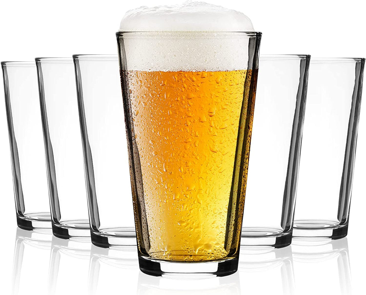 HUIRUMM Drinking Glasses 22 oz, Beer Pint Glasses Set of 6. Large Beer Pint Glass Capacity, Highball Glasses Water Glasses Glass Cups Cup Sets,Perfect for Cold Beverages, Soda, Water - Used in Bar