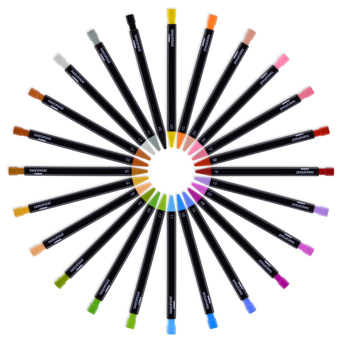 Zebra Pen zensations Mechanical Coloured Pencils, Assorted Colours, 2.0mm Bold #2 Lead, Refillable, Triangular Barrel to Prevent Rolling, 24-Pack (08124)